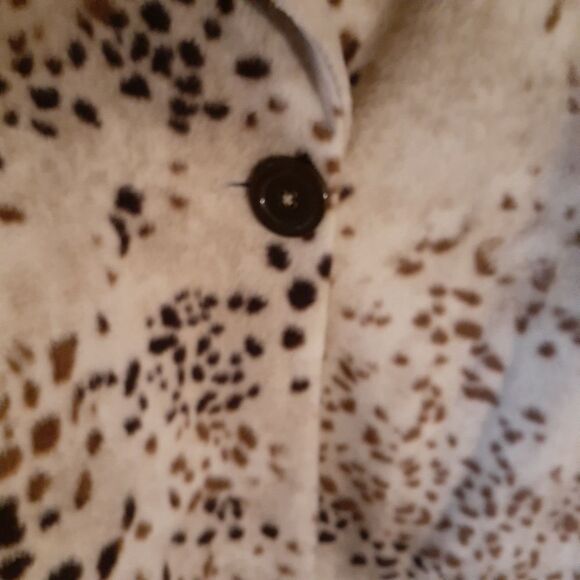 Susan Graver animal print fleece fur jacket 2X beige brown nwot fall - Picture 3 of 7